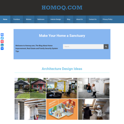 A detailed screenshot showcasing the homepage of www.homoq.com, highlighting its main features and design elements.