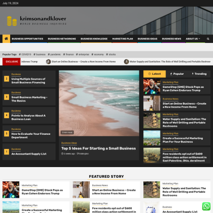 A detailed screenshot showcasing the homepage of www.krimsonandklover.com, highlighting its main features and design elements.