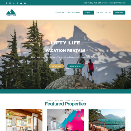 A detailed screenshot showcasing the homepage of www.liftylife.ca, highlighting its main features and design elements.