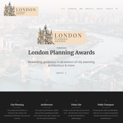 A detailed screenshot showcasing the homepage of www.london, highlighting its main features and design elements.