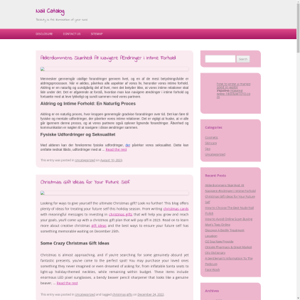 A detailed screenshot showcasing the homepage of www.nailcatalog.net, highlighting its main features and design elements.