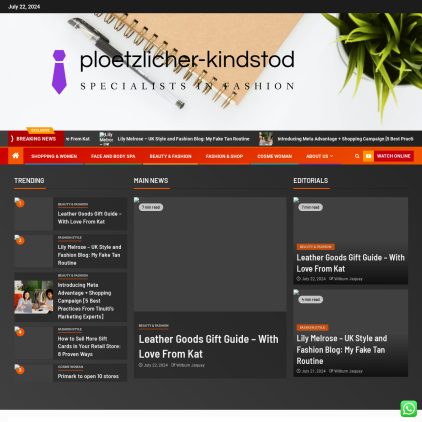 A detailed screenshot showcasing the homepage of www.ploetzlicher-kindstod.org, highlighting its main features and design elements.