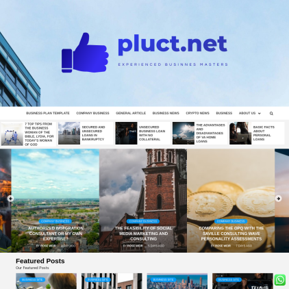 A detailed screenshot showcasing the homepage of www.pluct.net, highlighting its main features and design elements.