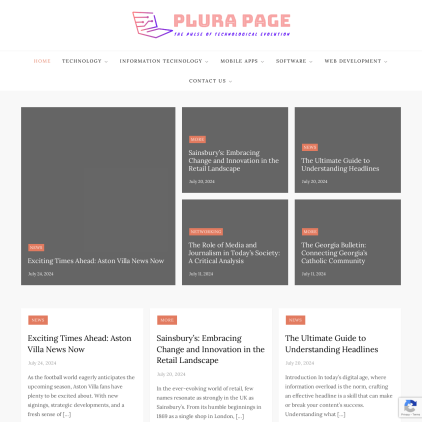 A detailed screenshot showcasing the homepage of www.plurapage.com, highlighting its main features and design elements.