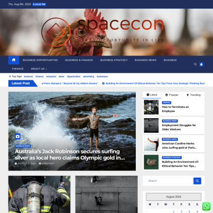 A detailed screenshot showcasing the homepage of www.spacecon.net, highlighting its main features and design elements.