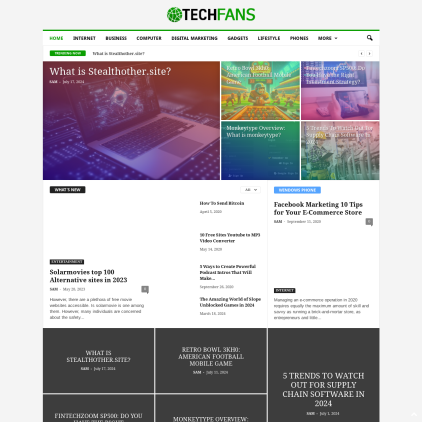 A detailed screenshot showcasing the homepage of www.techfans.net, highlighting its main features and design elements.