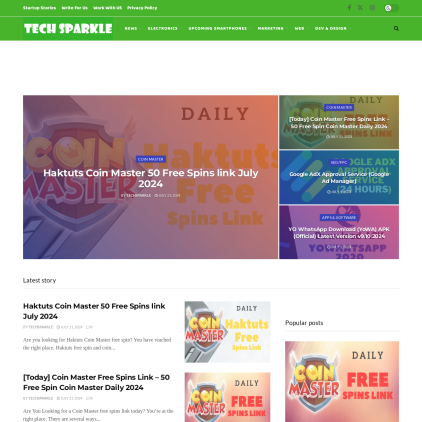 A detailed screenshot showcasing the homepage of www.techsp, highlighting its main features and design elements.