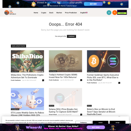 A detailed screenshot showcasing the homepage of www.thecoinrepublic.com, highlighting its main features and design elements.