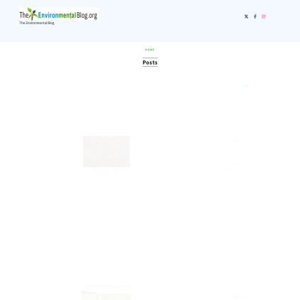 A detailed screenshot showcasing the homepage of www.theenvironmentalblog.org, highlighting its main features and design elements.