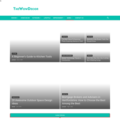 A detailed screenshot showcasing the homepage of www.thewowdecor.com, highlighting its main features and design elements.