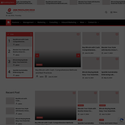 A detailed screenshot showcasing the homepage of www.usapavilion2010.com, highlighting its main features and design elements.