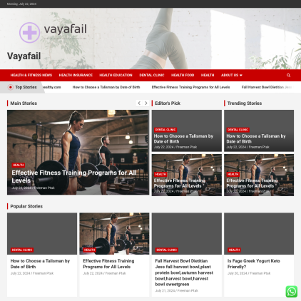 A detailed screenshot showcasing the homepage of www.vayafail.com, highlighting its main features and design elements.