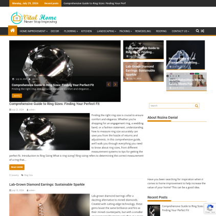 A detailed screenshot showcasing the homepage of www.vitalhome.ca, highlighting its main features and design elements.