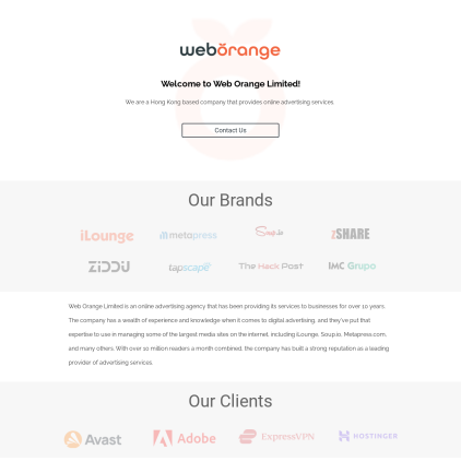 A detailed screenshot showcasing the homepage of www.weborange.com, highlighting its main features and design elements.