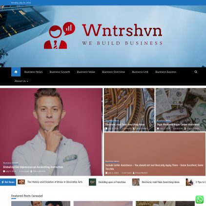 A detailed screenshot showcasing the homepage of www.wntrshvn.com, highlighting its main features and design elements.