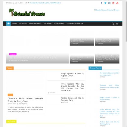 A detailed screenshot showcasing the homepage of yacineorientalgroove.com, highlighting its main features and design elements.