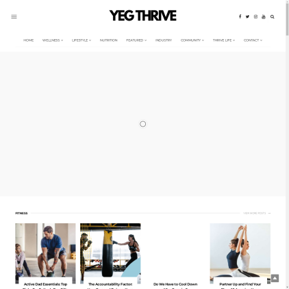 A detailed screenshot showcasing the homepage of yegfitness.ca, highlighting its main features and design elements.