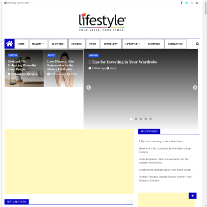 A detailed screenshot showcasing the homepage of yourlifestyleinsider.com, highlighting its main features and design elements.